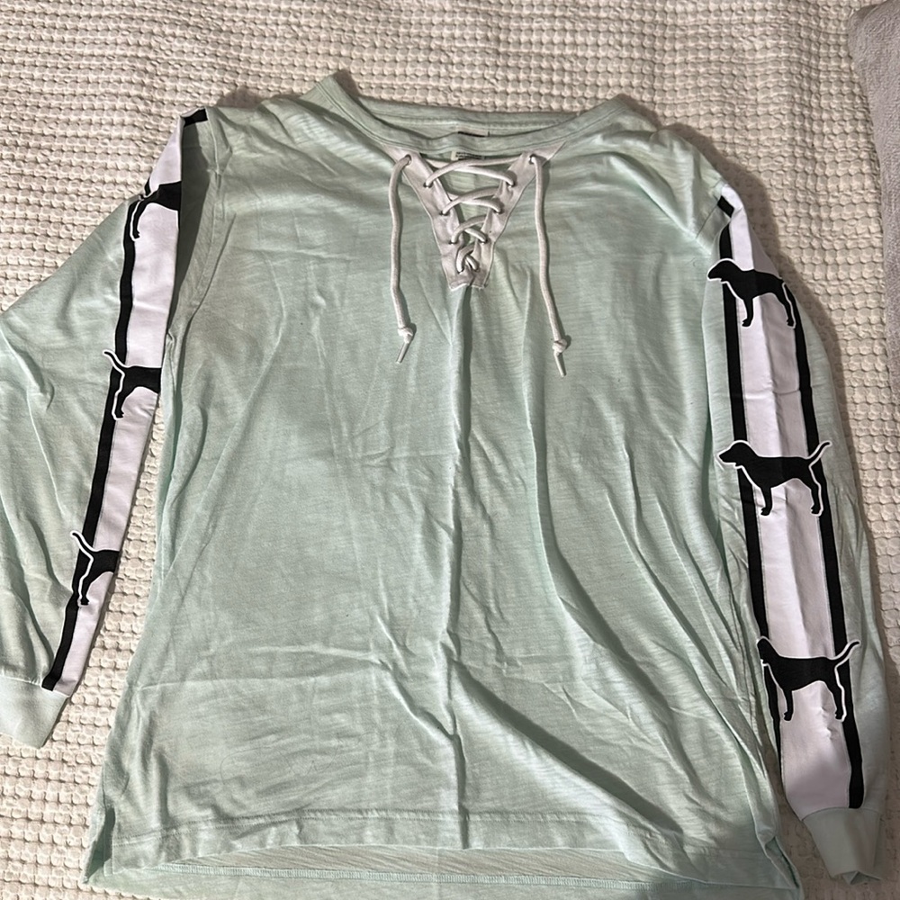 Long sleeve pink brand tee